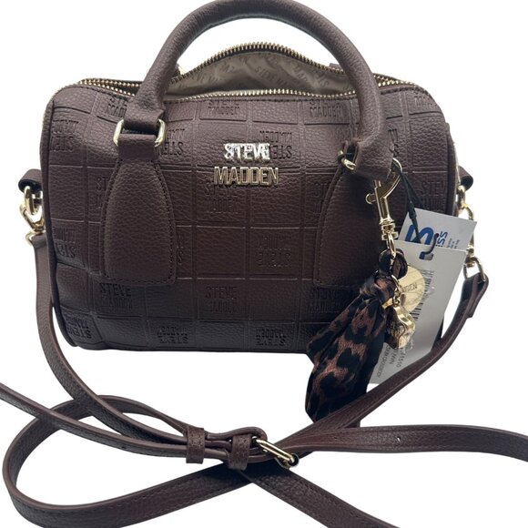 Steve Madden 10" x 7" x 5.5"  Embossed Brown Shoulder/Crossbody Bag - Picture 3 of 8